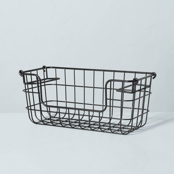 Small Stacking Wire Storage Basket Matte Black - Hearth &#38; Hand&#8482; with Magnolia | Target