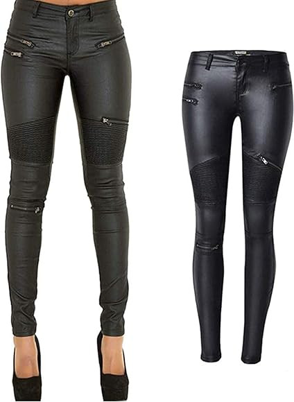 Pu Leather Pants for Women Sexy Tight Stretchy Rider Leggings Black Coffee-USA Size | Amazon (CA)