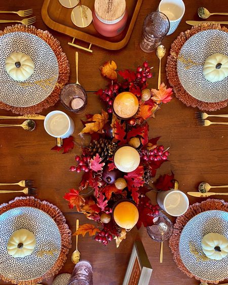 Fall home decor for your dining table. 🍁🍂 Better Homes & Gardens. Thyme & Table. Fall decor. Fall wreath. Fall dining room. Fall wedding. fall decor. flatware. dining table. pumpkin. home decor. home. fall walmart. dinnerware. white pumpkins. candle holder. walmart finds. Better Homes . Thyme & table. fall table. fall tablescape. tablescape. fall centerpiece. holiday party. thanksgiving table. thanksgiving 
#fallmantle #holidaymantle #falldecor 

#walmartholiday #walmartholidaydecor

#holidayplacesetting #placesetting #holidayentertaining #entertaining #hostess #fallplacesetting

#WalmartPartner
#WalmartHome 

#LTKhome #LTKSeasonal #LTKparties