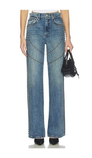 Joe's Jeans The Harlowe Studded Wide Leg Jeans in Blue. - size 29 | Revolve Clothing (Global)