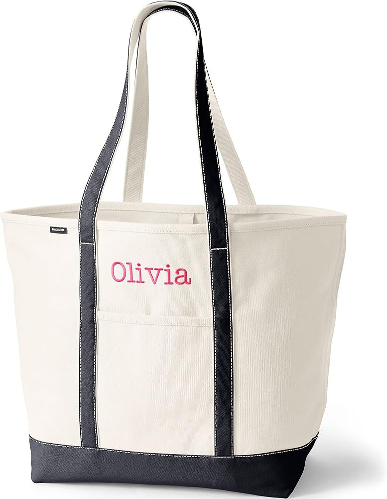 Lands' End Open Top Long Handle Canvas Tote Bag | Amazon (US)