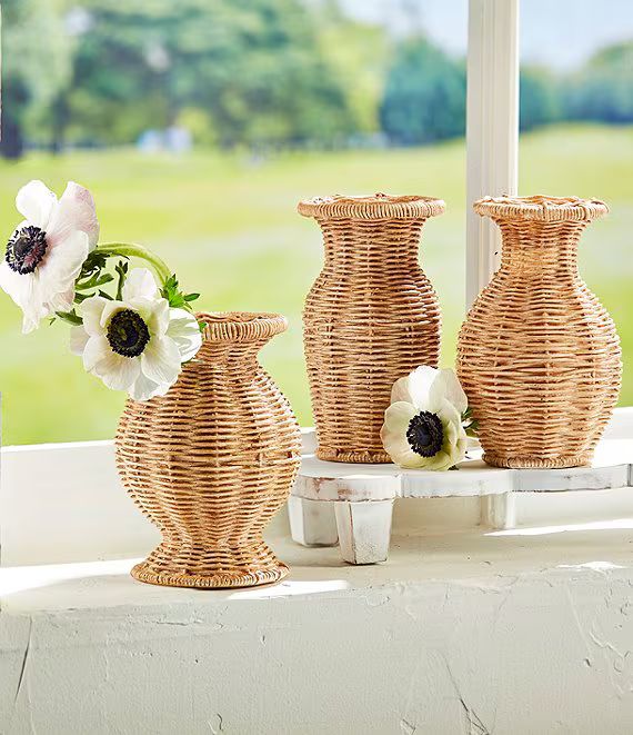 Mud Pie White House Collection Skinny Resin Basket Weave Vase Decor | Dillard's | Dillard's