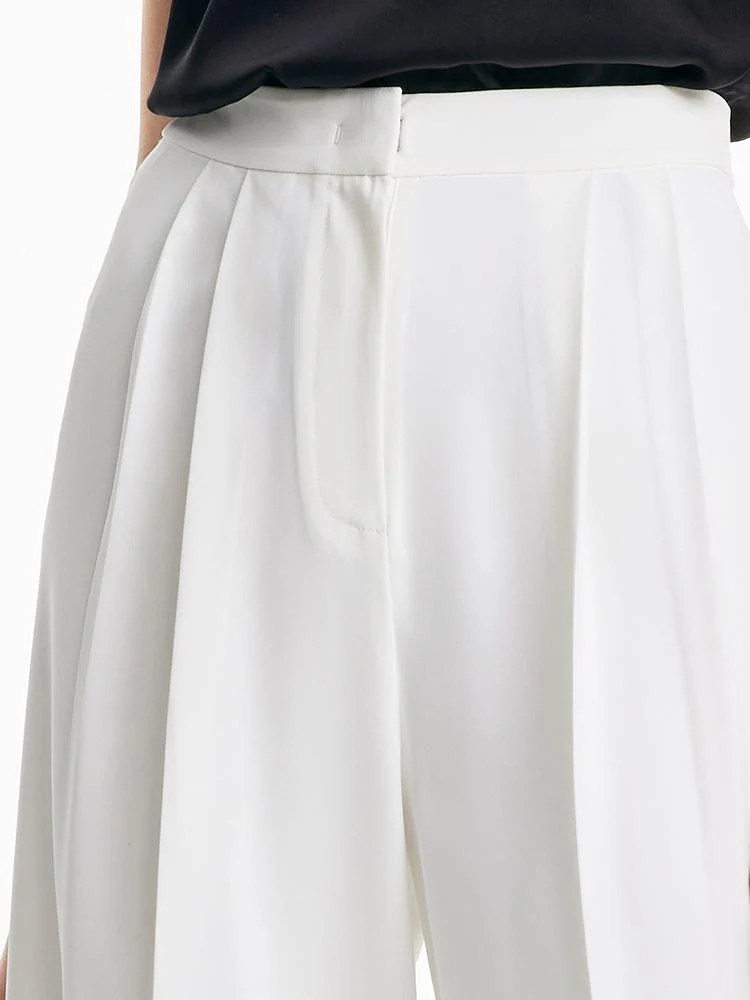 White Wide Leg Suit Pants | GOELIA