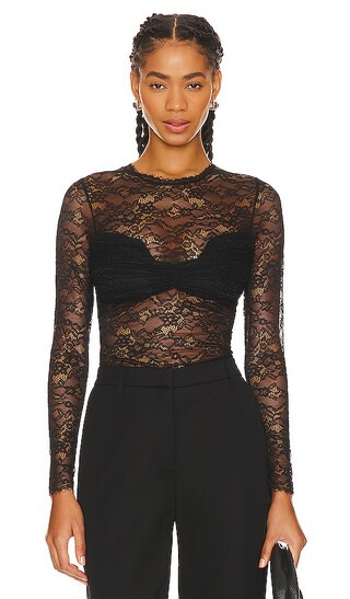Ellie Lace Top in Black | Revolve Clothing (Global)