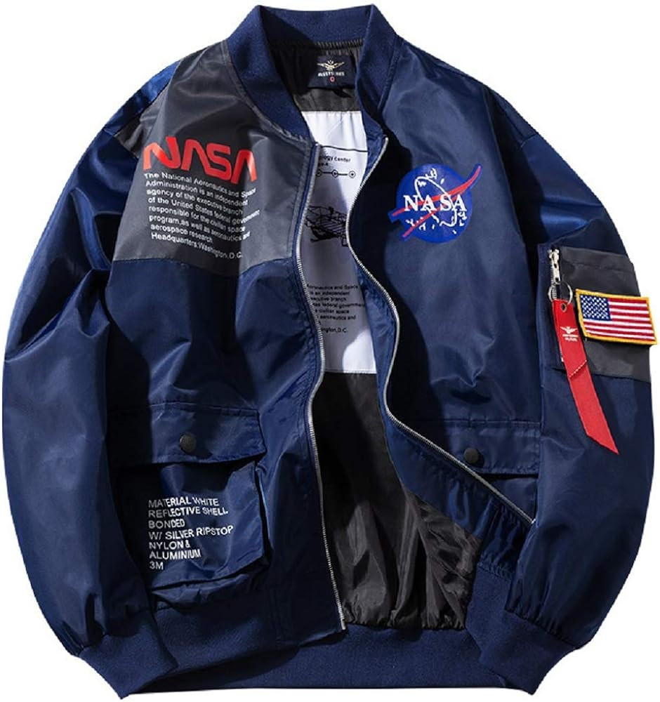 CORIRESHA Mens Apollo NASA Patches Slim Fit Bomber Jackets Windbreaker | Amazon (US)