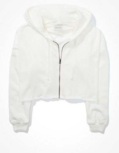 AE Fleece Cropped Zip Up Hoodie | American Eagle Outfitters (US & CA)