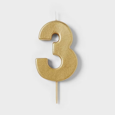 Number 3 Gold Candle - Spritz™ | Target