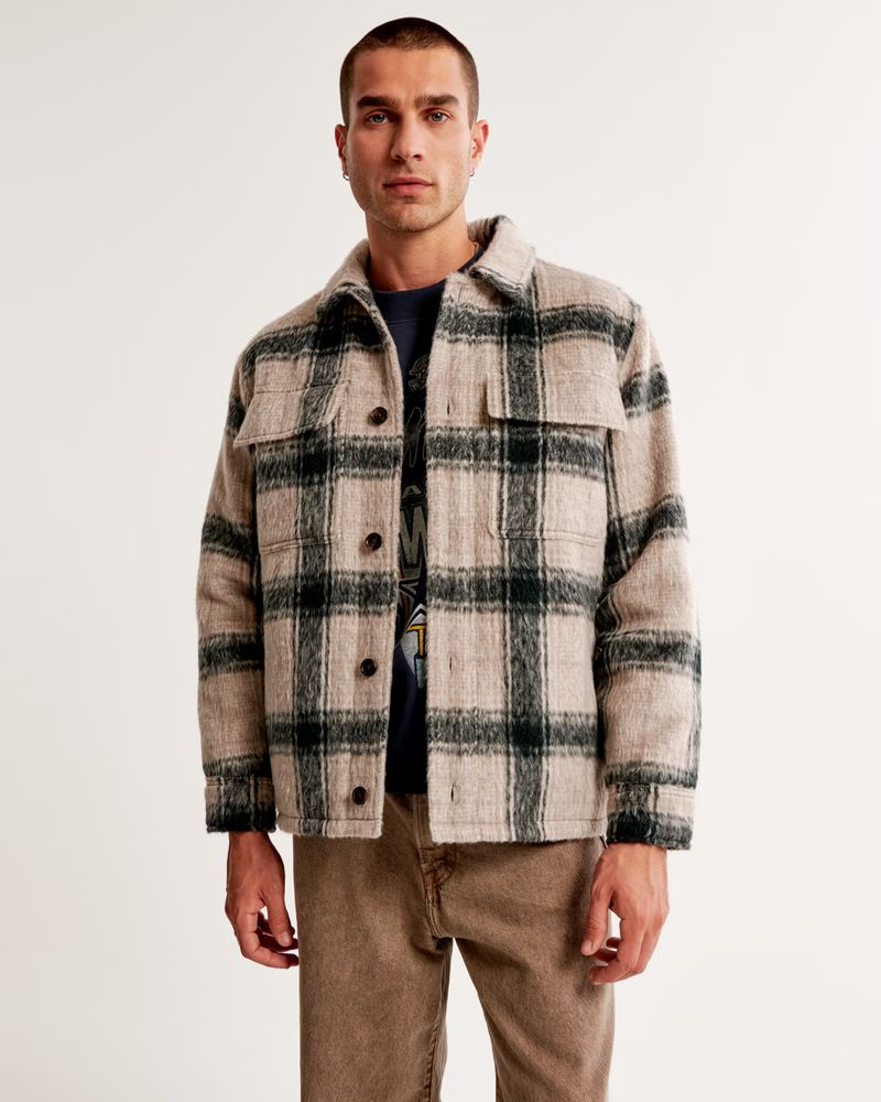 Men's Sherpa-Lined Shirt Jacket | Men's Coats & Jackets | Abercrombie.com | Abercrombie & Fitch (US)