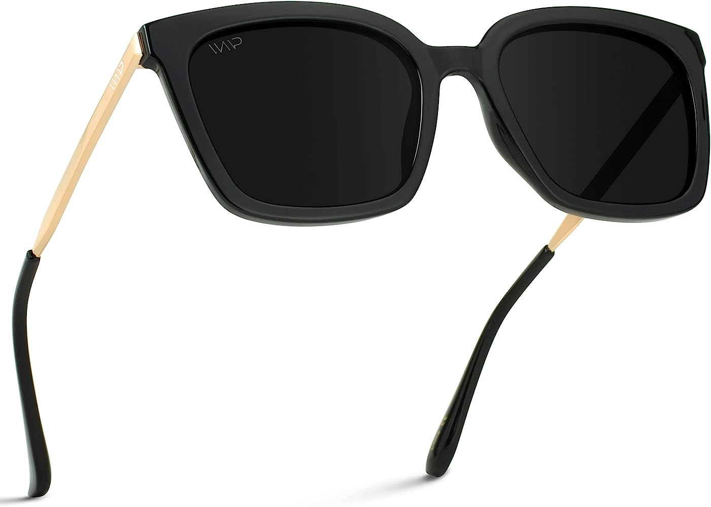 WMP Eyewear - Square Oversized Metal Frame Fashion Style Women Polarized Sunglasses | Amazon (US)