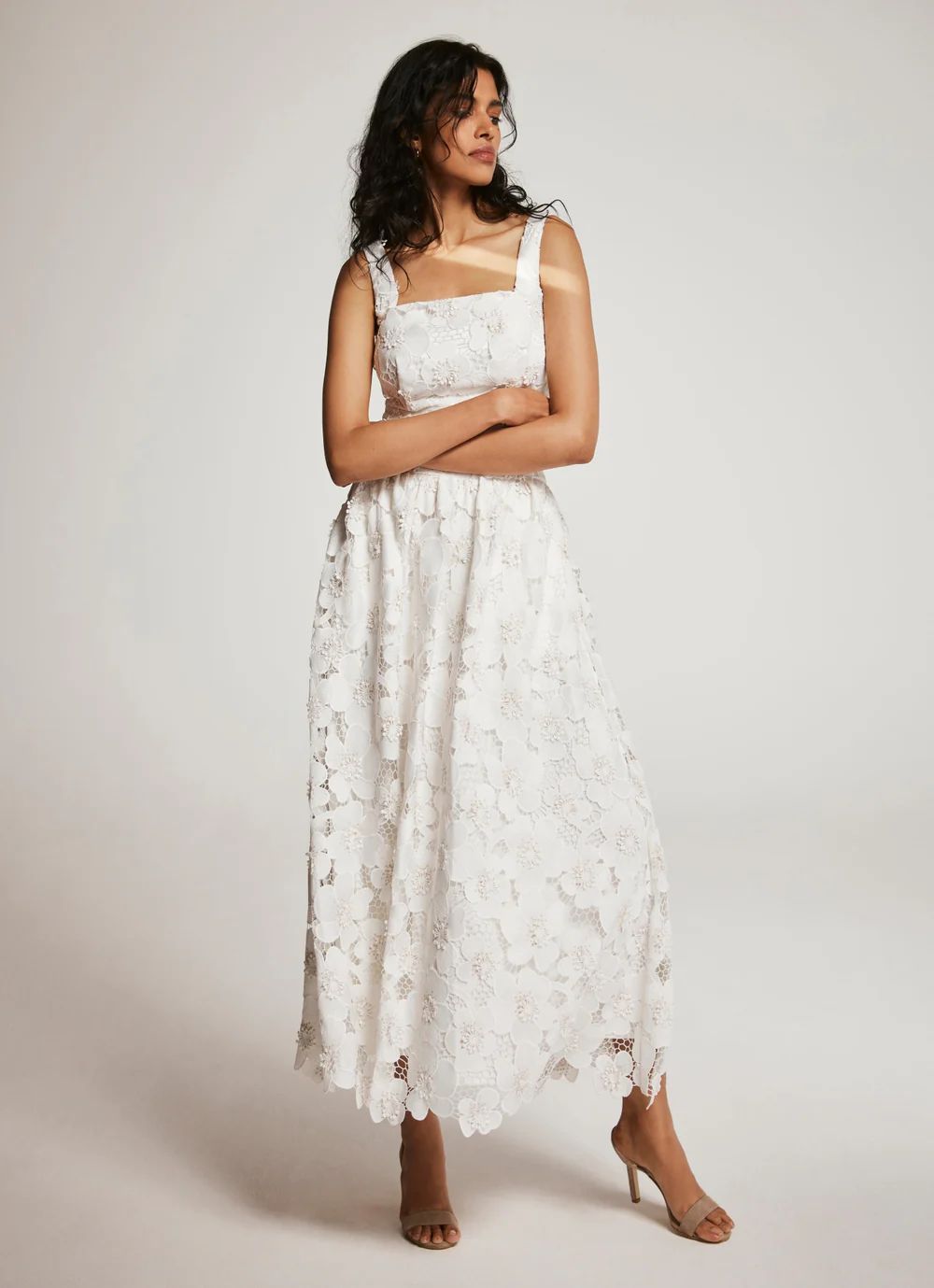 White Floral Applique Maxi Skirt | Mint Velvet