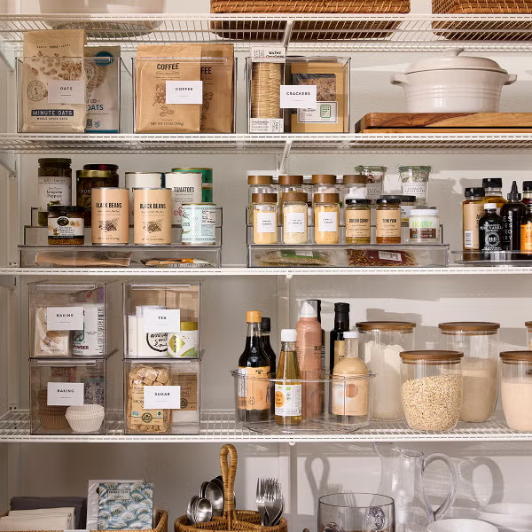 Shelf-Depth Pantry Bin with Divider | The Container Store