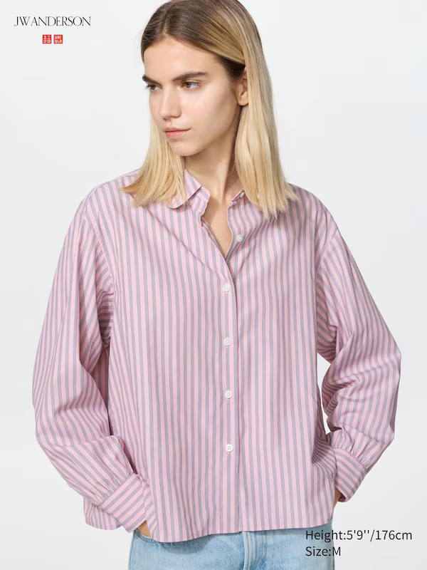 Cotton Volume Sleeve Shirt (Striped) | UNIQLO (UK)