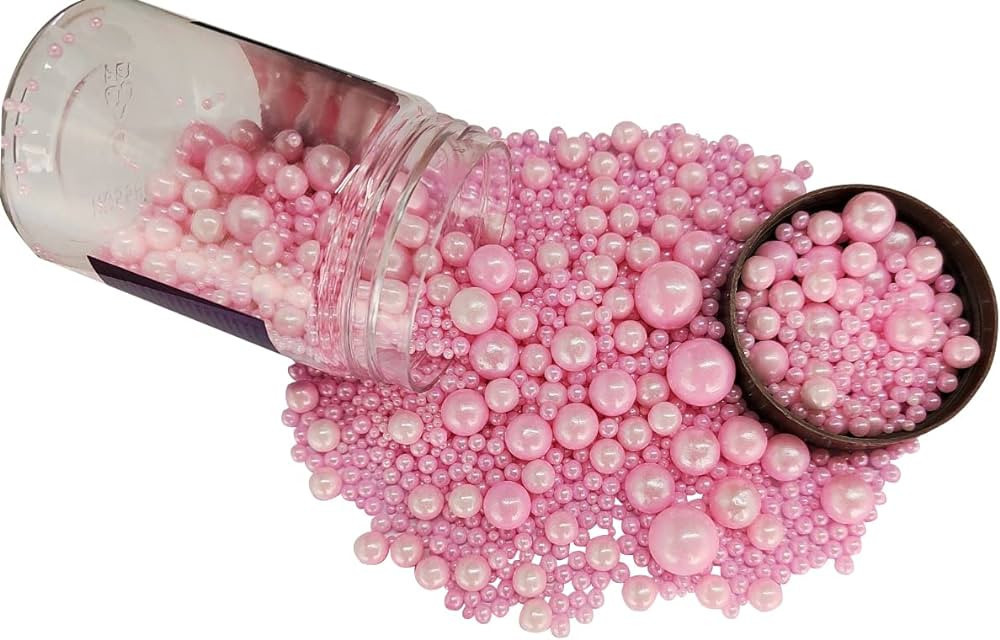 Edible Pink Sugar Pearls Candy Sprinkles 120G/ 4.23Ounce Baking Cake Sprinkles Cupcake and Cake T... | Amazon (US)