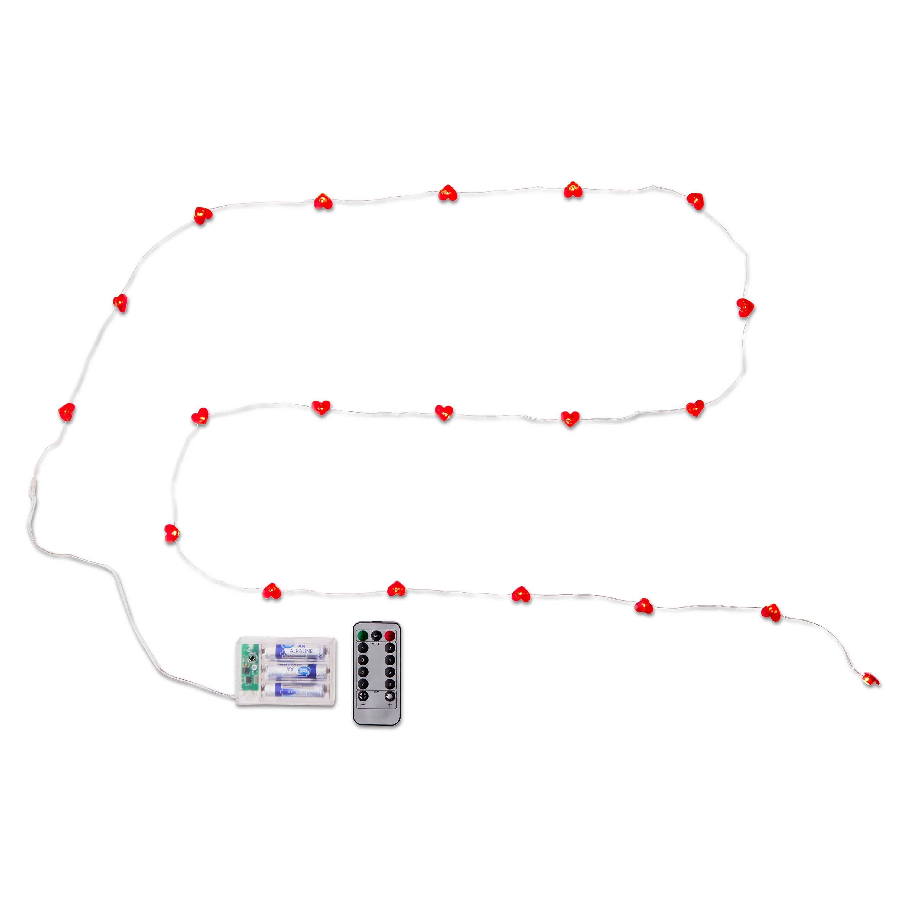 Battery-Operated Heart LED String Lights, Red, 6', Valentine's Day by Way To Celebrate | Walmart (US)