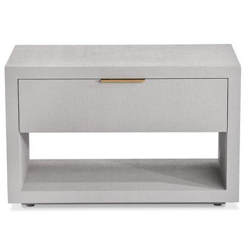 Interlude Montaigne Modern Classic Grey Upholstered Wood Nightstand | Kathy Kuo Home