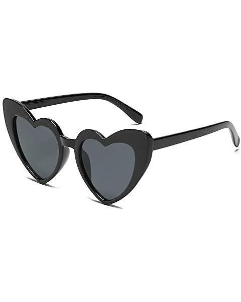 YooThink Love Heart Shaped Sunglasses for Women,Vintage Cat Eye Mod Style Retro Glasses | Amazon (US)