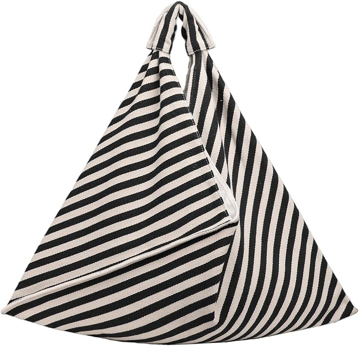 Canvas Hobo Bag for Women 16oz Large Women's Work Tote Bag Striped Shopper Slouchy Hobo Bag for W... | Amazon (US)