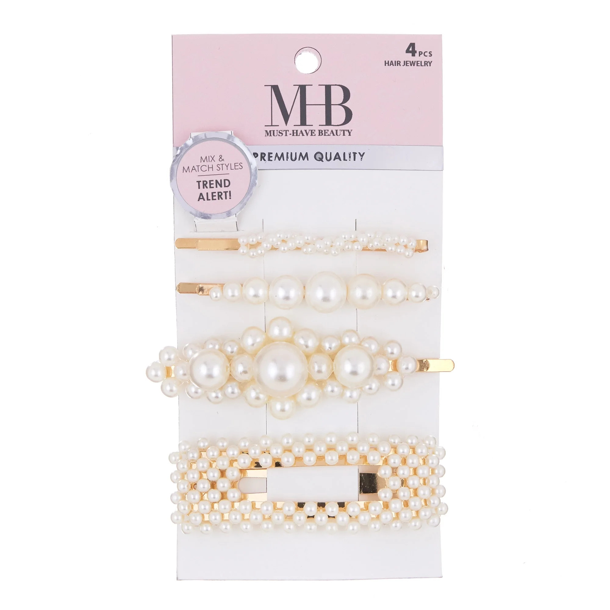 4 Pc Pearl Hair Clip Set In Gold - Walmart.com | Walmart (US)