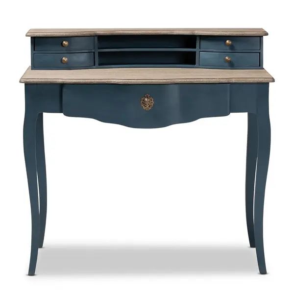 Copper Grove Kaniv Wood Writing Desk with Blue Spruce Finish | Bed Bath & Beyond