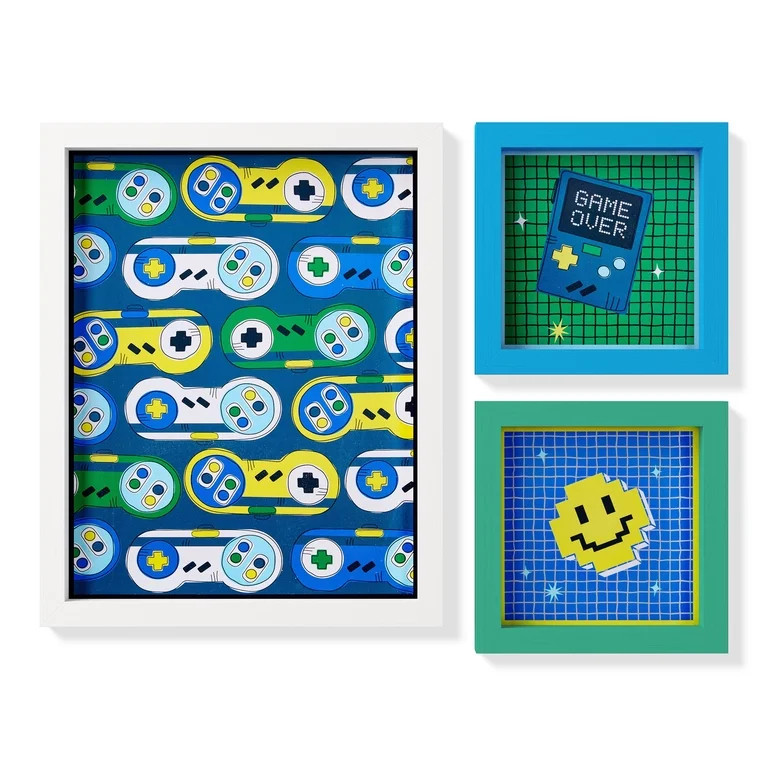 Mainstays Kids Gamer 3-Piece Framed Wall Art Set | Walmart (US)