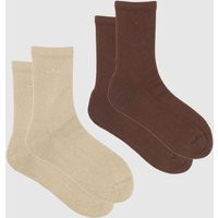 adidas Crew Socks 2 Pack in Beige & Brown, Cotton, Size: 8.5-10 | Schuh