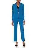 Le Suit Women's 1 Button Notch Collar Crepe Slim Pant Suit, Imperial Blue, 12 | Amazon (US)