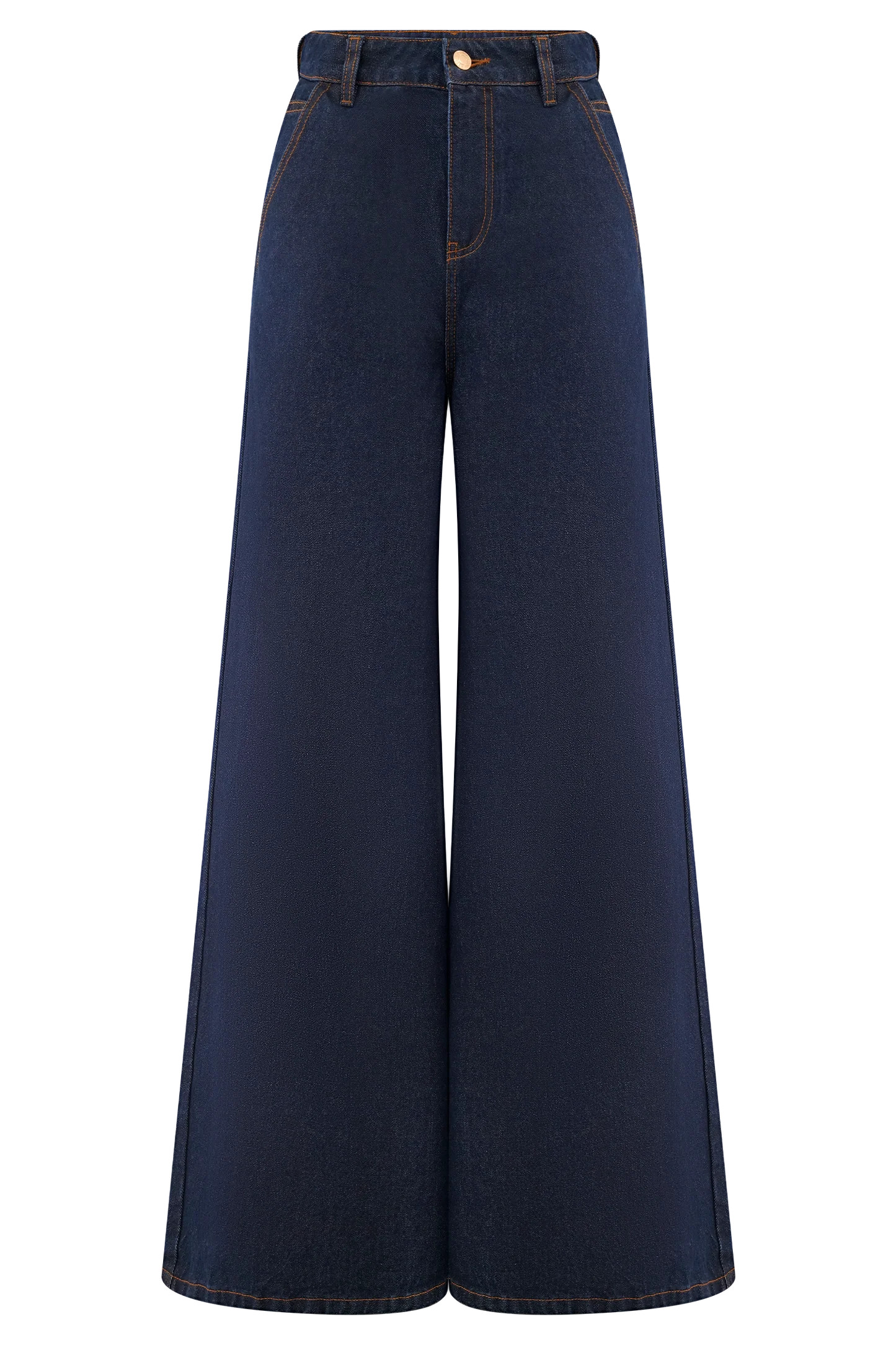 Wide Leg Flare Denim Jeans - Indigo Blue | MESHKI US