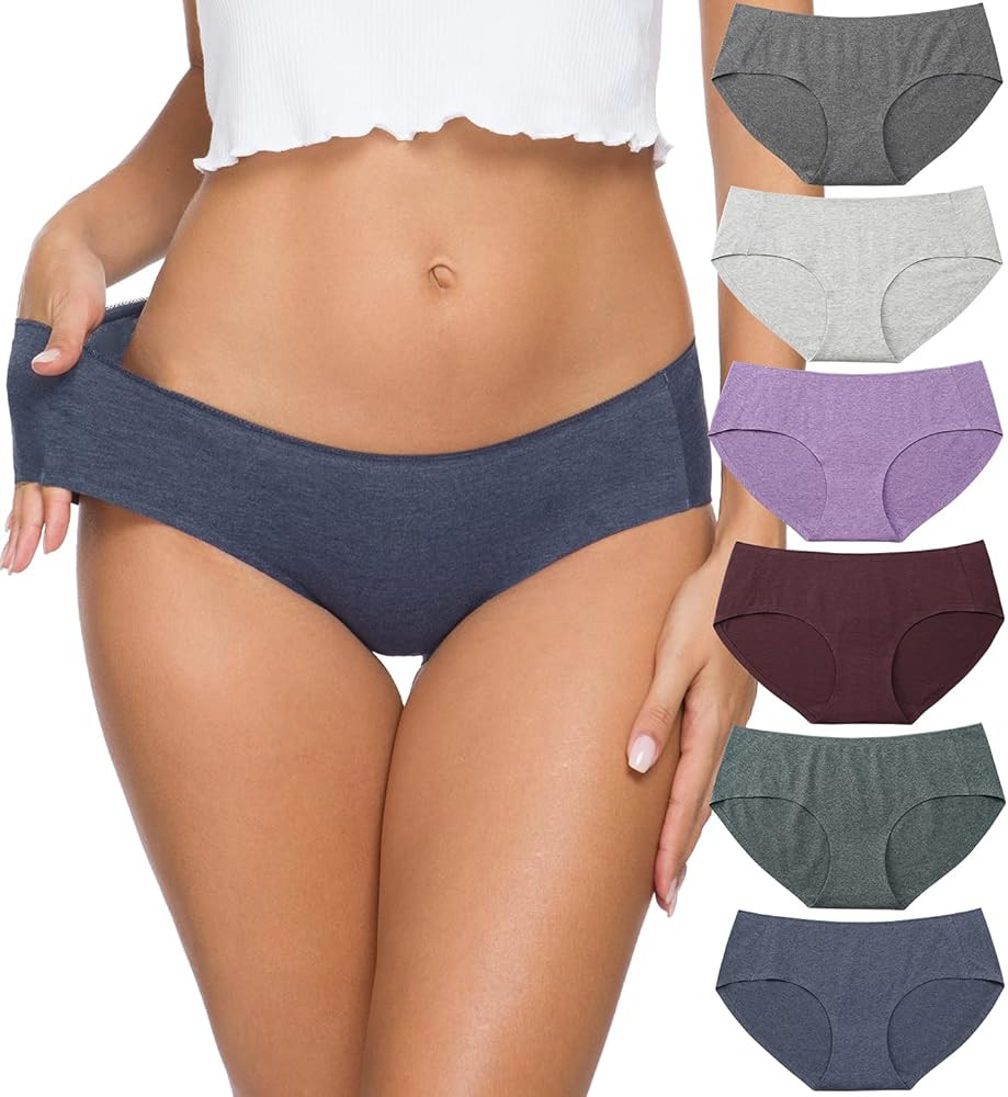 Altheanray Womens Underwear Cotton Underwear for Women Seamless Hipster Bikini Briefs Panties 6 P... | Amazon (US)