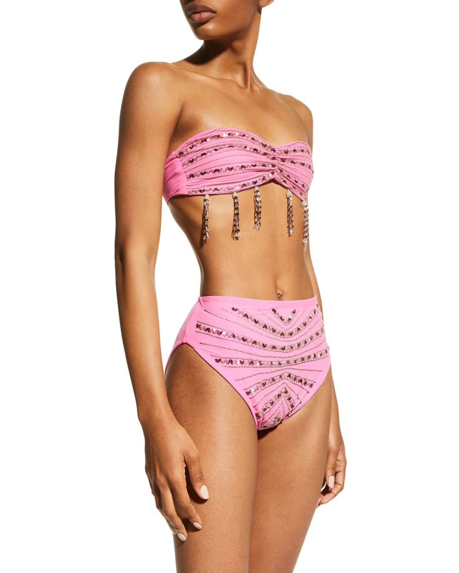 Oceanus Lara Crystals & Tassels Two-Piece Bikini Set | Neiman Marcus
