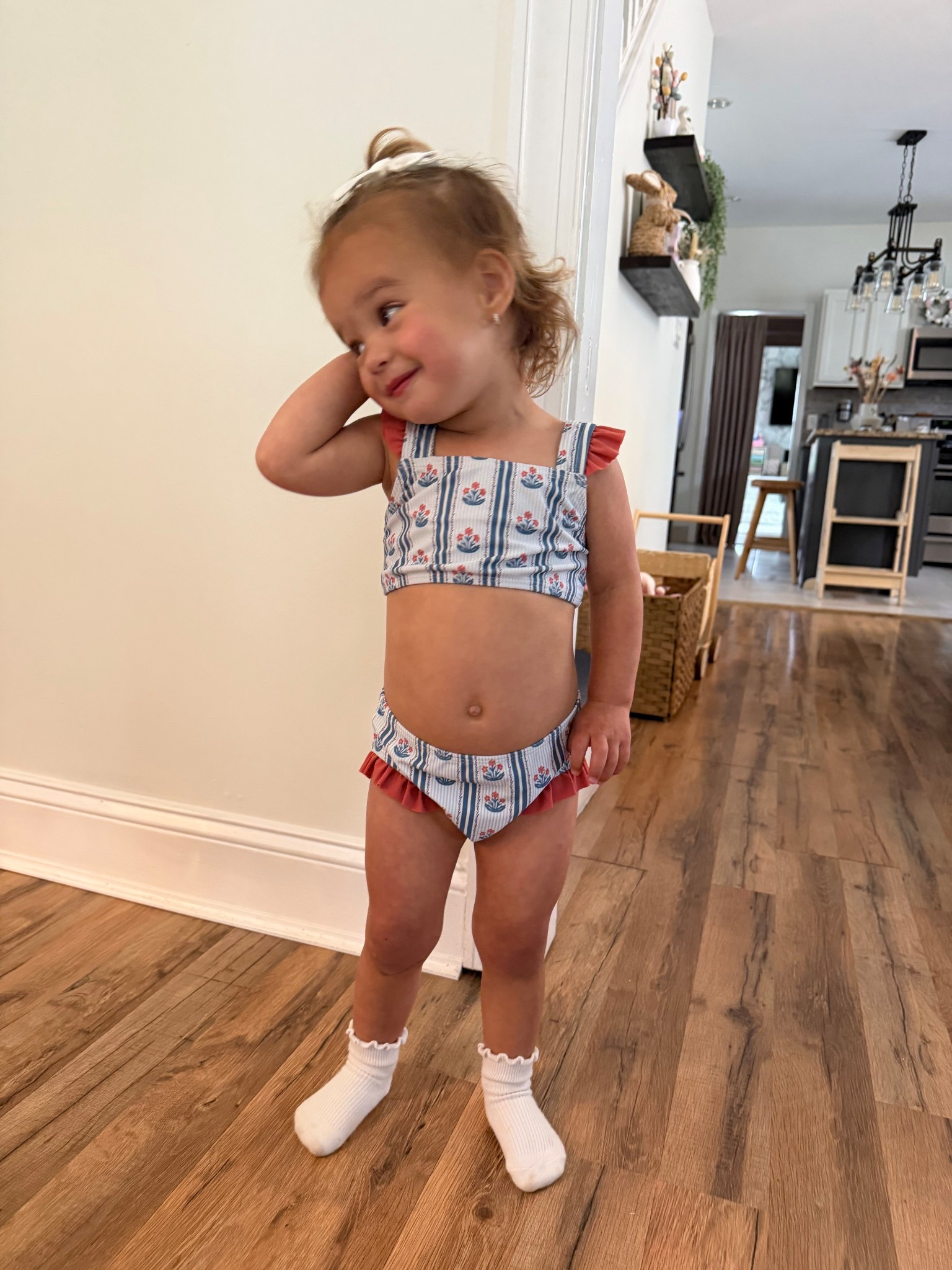 Wearing size 2t — they also have a matching set for Mom!