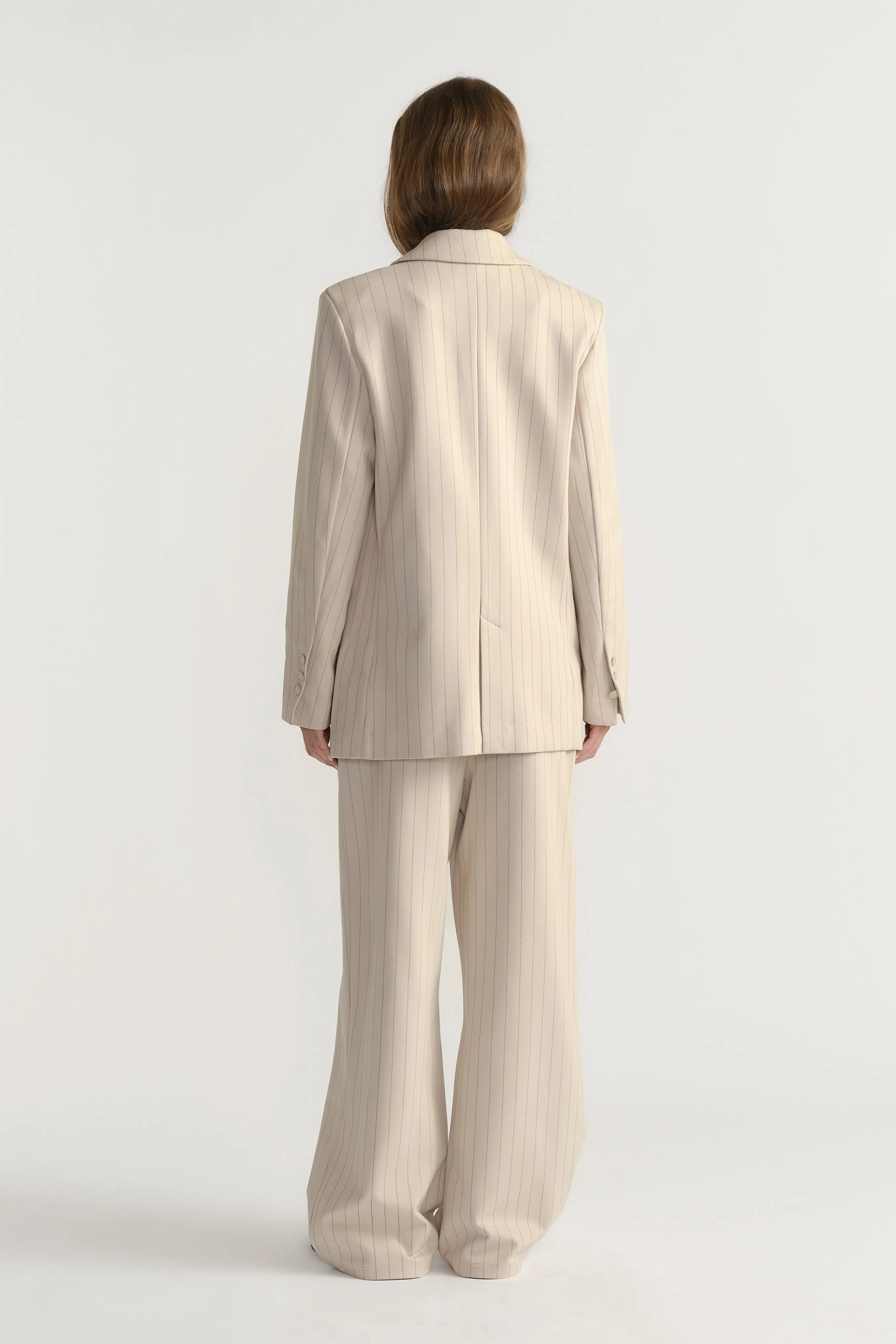 D-Luxe Pinstripe Blazer - Oat | DECJUBA