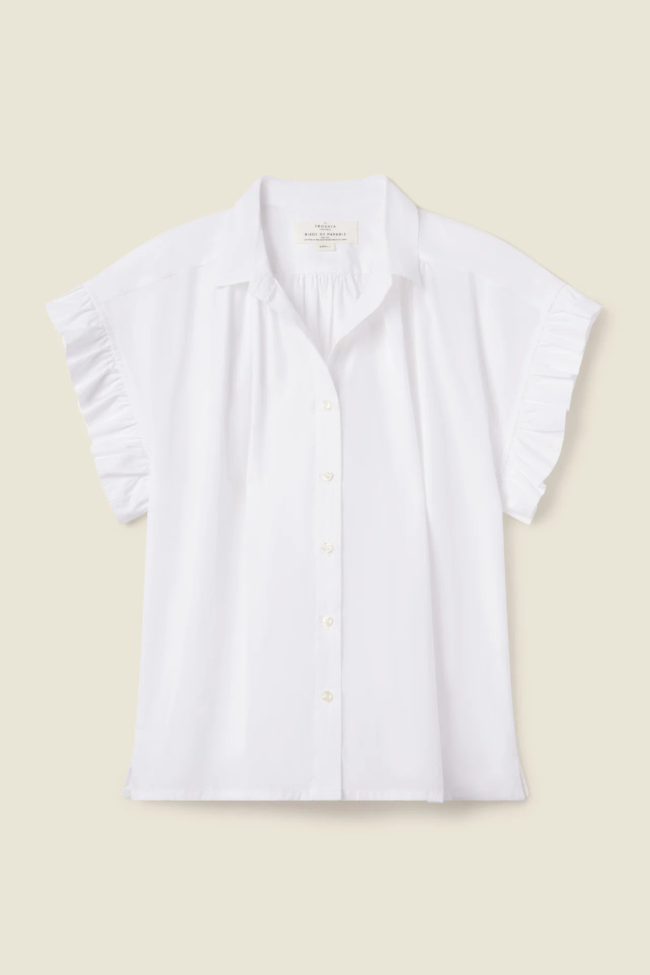Marianne B Ruffle Sleeve Shirt White Poplin | TROVATA