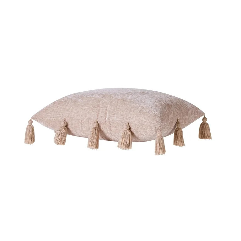 My Texas House 14" x 20" Samantha Rose Pink Chenille Tassel Decorative Pillow | Walmart (US)