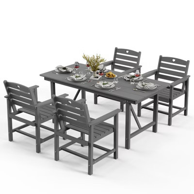 GardenJoy 5-Piece HDPE Outdoor Dining Set - Grey Patio Table & 4 Chairs w/ Umbrella Hole | Target