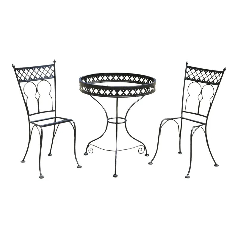 Vintage Salterini Style Wrought Iron Small Garden Patio Bistro Dining Set - 3 Pc | Chairish