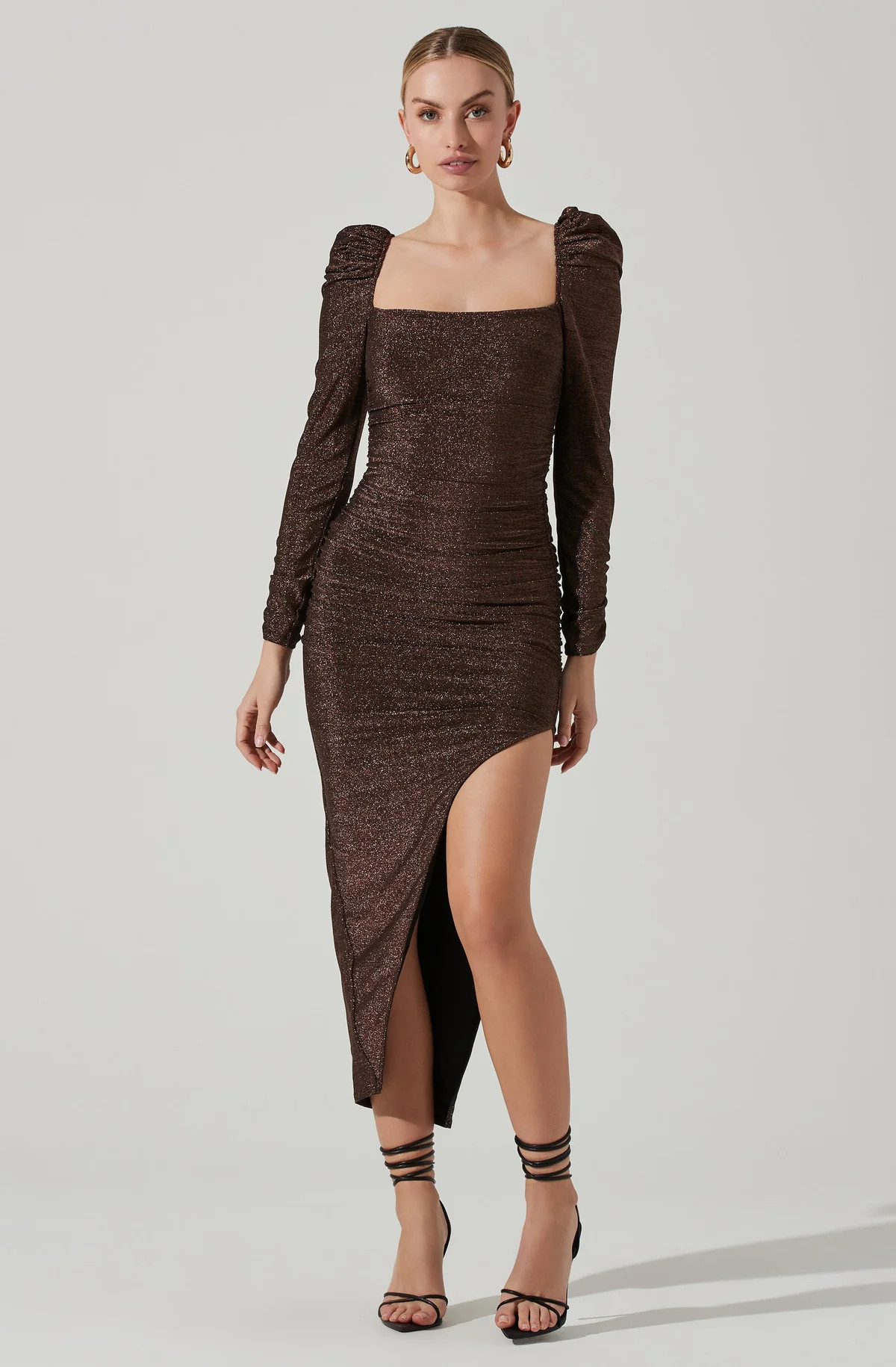 Vanozza Metallic Long Sleeve Midi Dress | ASTR The Label (US)