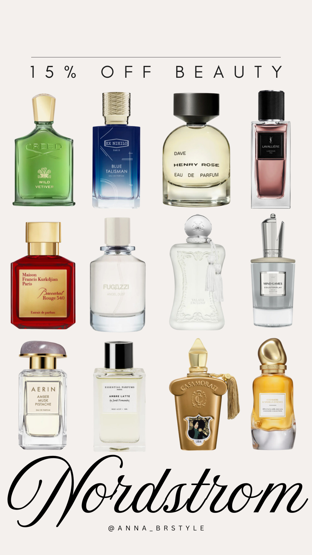 Nordstrom 15% off beauty sale featuring luxury fragrances and designer perfumes from Creed, Ex Nihilo, Henry Rose, Parfums de Marly, AERIN and more.

Nordstrom beauty sale, 15% off beauty, Nordstrom perfume sale, luxury fragrance sale, designer perfume sale, fragrance deals, Creed perfume, Ex Nihilo perfume, Parfums de Marly, luxury beauty finds 

 #LTKOver40 #LTKSaleAlert