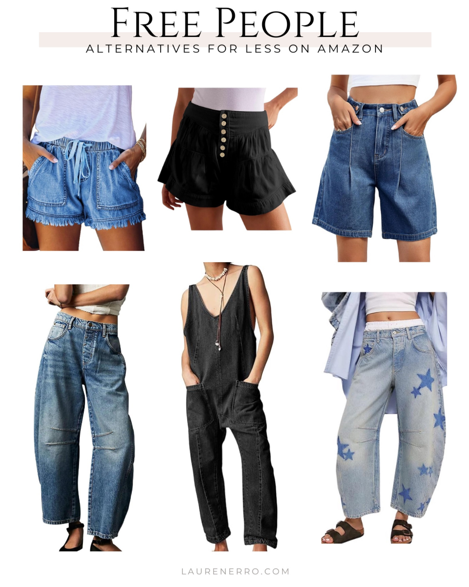 Free People denim lookalikes on Amazon!
.
.
.
Free people dupes, free people lookalikes, barrel jeans, romper, jumpsuit, Bermuda shorts

#LTKFindsUnder50 #LTKMidsize #LTKStyleTip