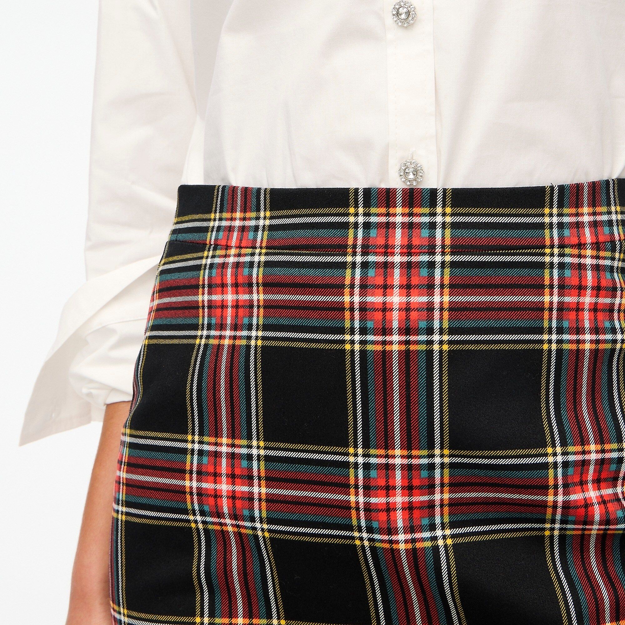 Tartan cotton sateen pencil skirt | J.Crew Factory