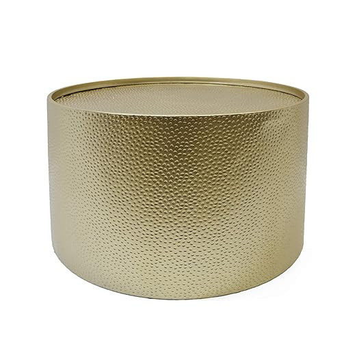 Rache Modern Round Coffee Table with Hammered Iron, Gold | Amazon (US)