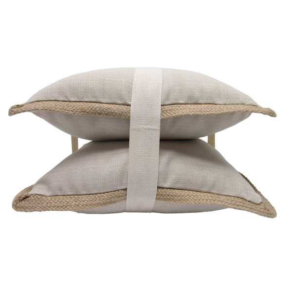 2-Pack Natural Jute Trim Outdoor Throw Pillow, 18" | At Home