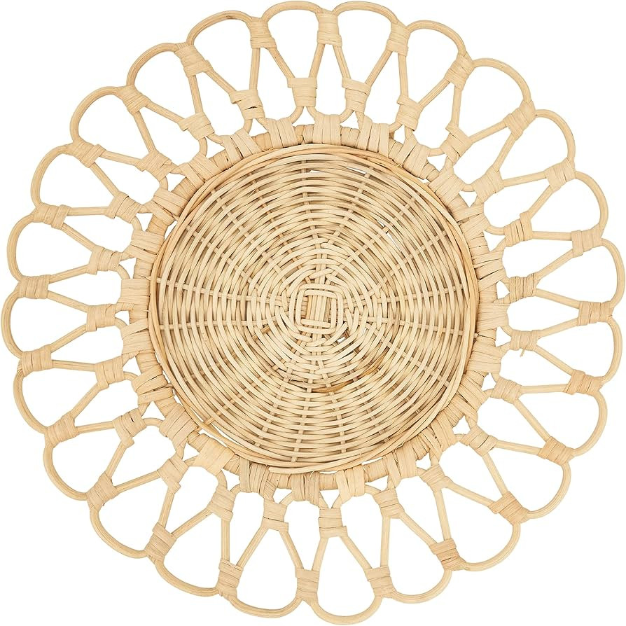 SARO LIFESTYLE Bandung Collection Cutwork Design Rattan Placemats (Set of 4), 15", Natural | Amazon (US)