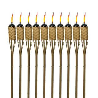 TIKI 57 in. Easy Pour Torch Bamboo Classic Weave Brown 10-Pack 112011768 - The Home Depot | The Home Depot