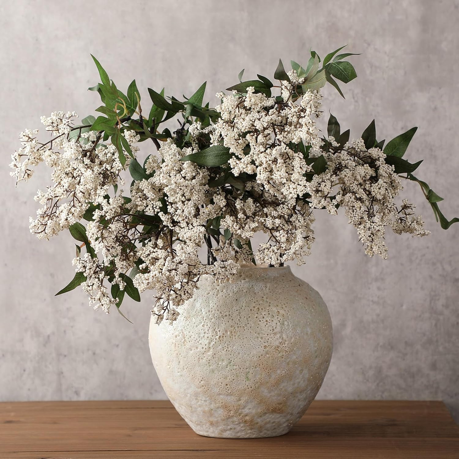 Zeyune 3 Pcs Artificial White Berry Stem 35 Inch Spring Faux Flowers Picks Branches Fake Realisti... | Amazon (US)