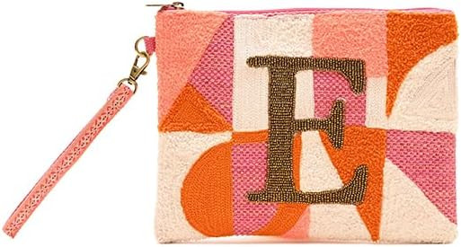 America & Beyond Beaded Monogram Pouch – Handmade Tufted Embroidery Organizer, Zip Clutch for M... | Amazon (US)