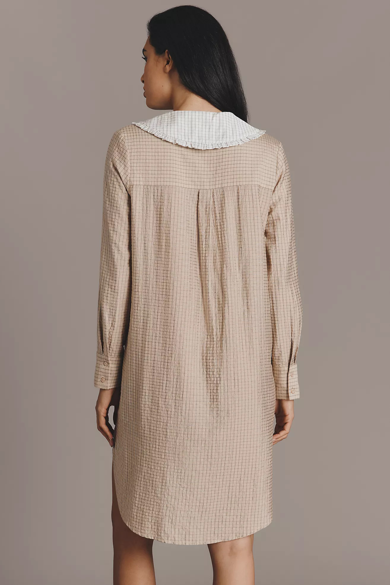English Factory Long-Sleeve Collared Mini Shirt Dress | Anthropologie (US)