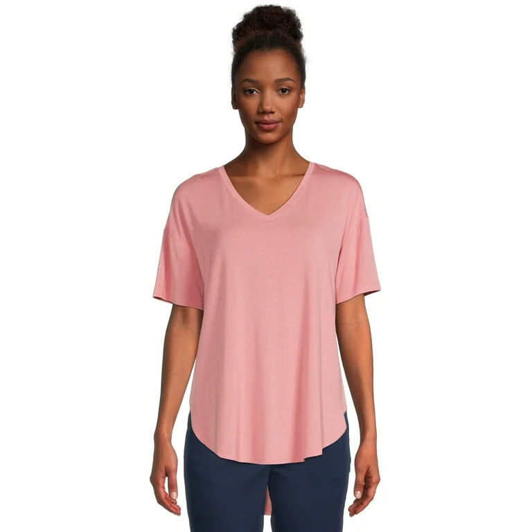 Time and Tru Women's V-Neck Tunic T- Shirt - Walmart.com | Walmart (US)