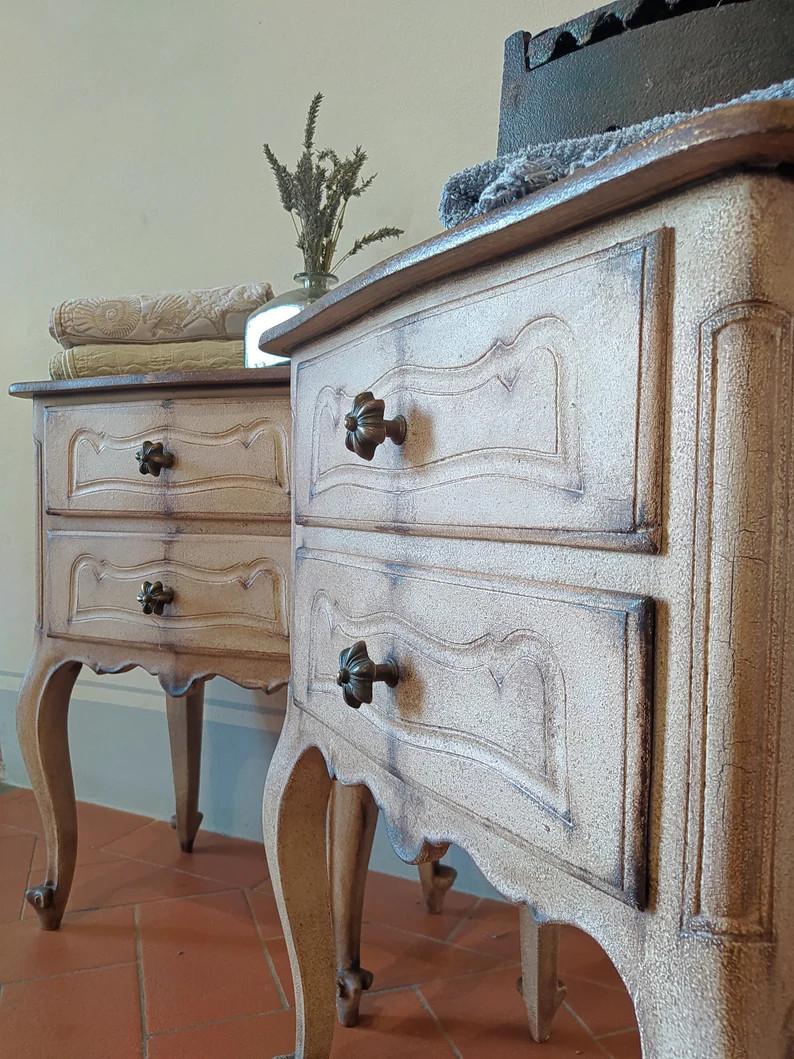 Antique Bedside Tables With Drawers in French Louis XVI Style, Set of Two - Etsy | Etsy (US)