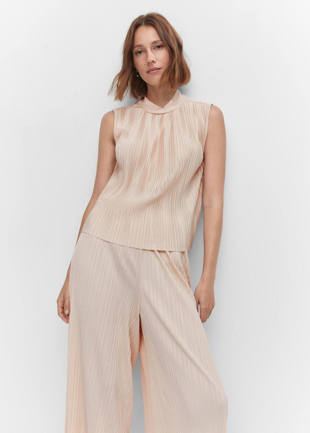 Pleated bow top -  Women | Mango USA | MANGO (US)