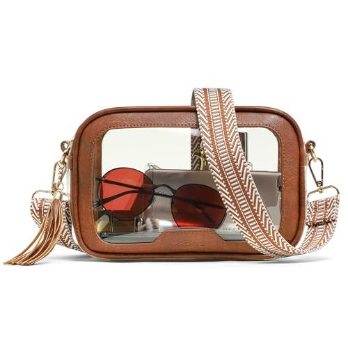 MHCNLL Clear Crossbody Bag Stadium Approved,Transparent Purse for Women with Guitar Strap, See Through Pouch for Concert | Amazon (US)